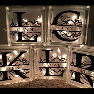 Glass tile monogrammed